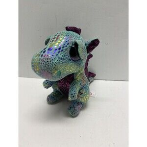 2015 Ty Beanie Boo Cinder Green Metallic Dragon Plush Toy Stuffed Animals 6.5 in